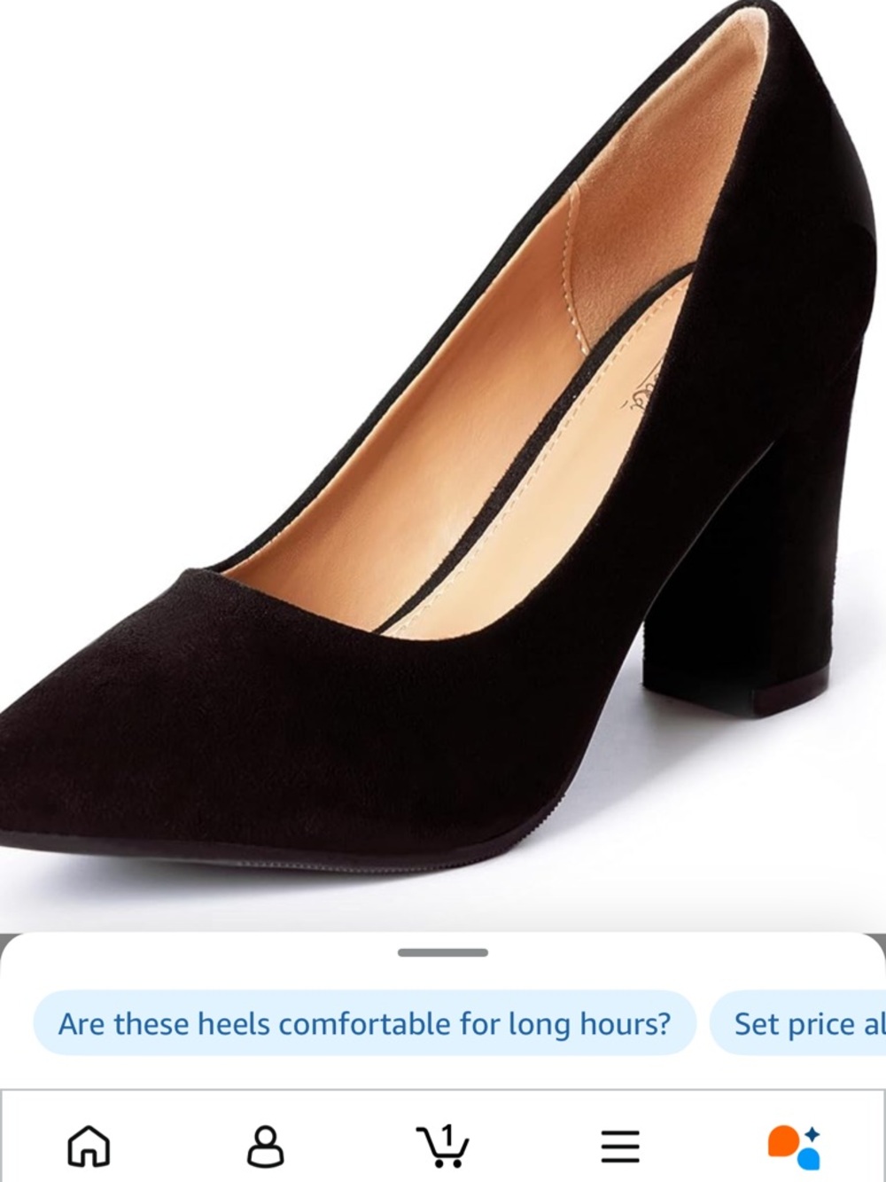 Women's Pointed Toe Block Heel Pumps - Black